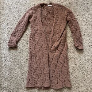 Moon & Madison Long Brown Knit Open Cardigan Size XS